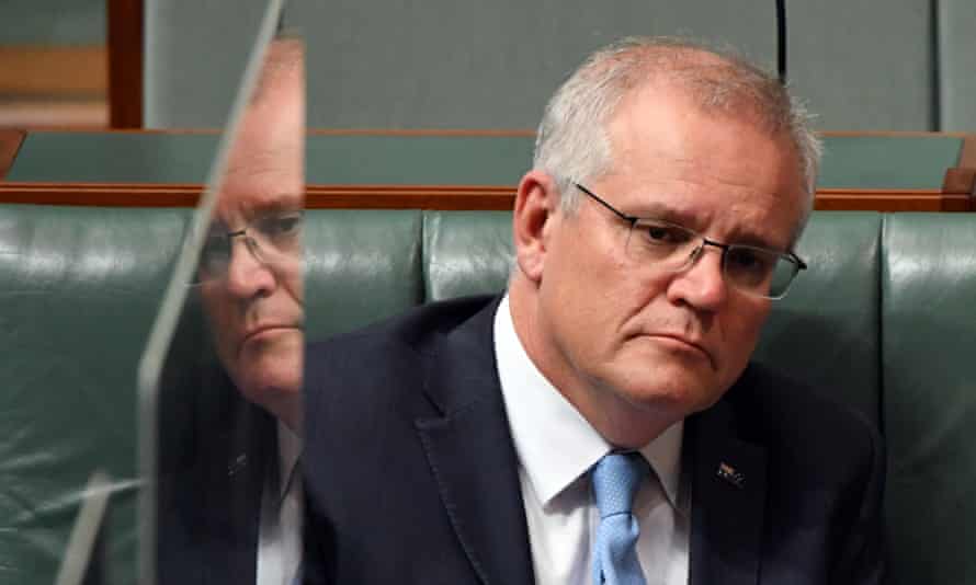 Australian Prime Minister Scott Morrison looks on during Question Time