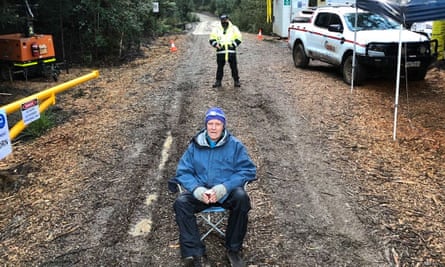 Frits Harmsen, 77, who was arrested on Friday while protesting against a mining development in the Tarkine in north-west Tasmania.