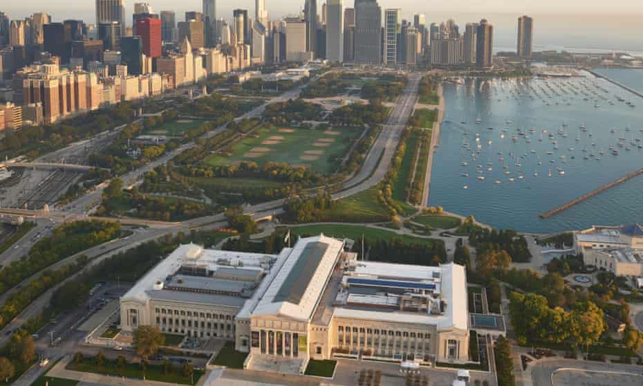 The Field Museum, park of a cluster of striking buildings on Chicago waterfront.