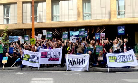 Protesters outside Unilever’s AGM at the Hilton Bankside London today
