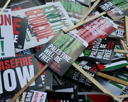 A pile of placards
