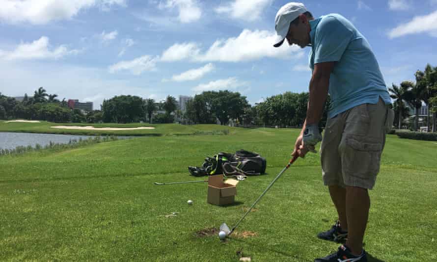 Max Borges practises on Miami Beach golf course.