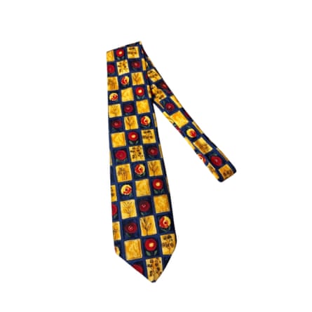 Vintage st Michael silk funky chequered floral yellow blue red