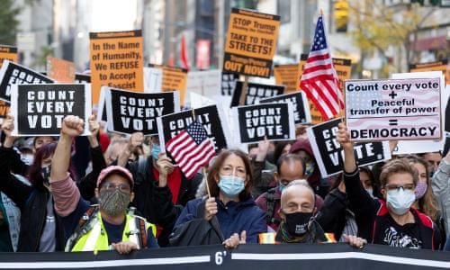 Count every vote': protesters take to streets across US as ballots tallied  | US news | The Guardian