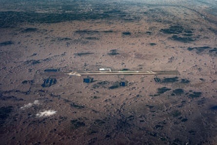 an aerial view of a prision