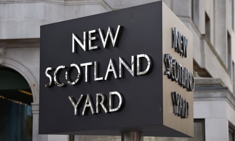 The New Scotland Yard sign outside the headquarters of the Metropolitan police.