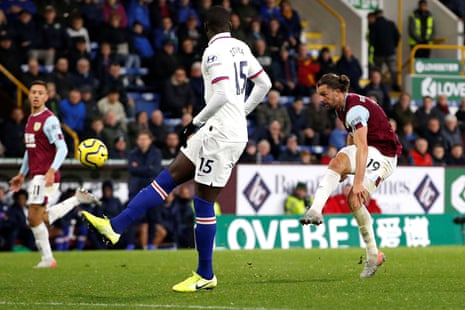 Burnley’s Jay Rodriguez scores their first goal.