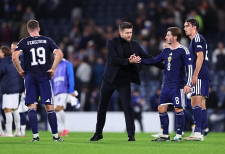 Sébastien Pocognoli consoles Billy Gilmour after ScotlandâÂÂs feeble defeat at home against Slovenia on Tuesday.