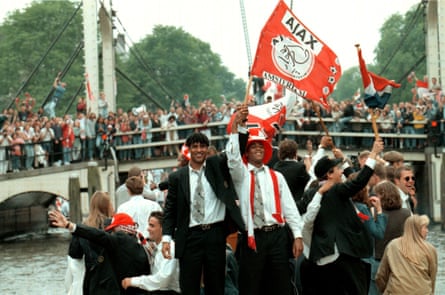 Ajax celebrate winning the 1995 Champions League under Van Gaal. He says this parade was his ‘most exciting moment in football’.
