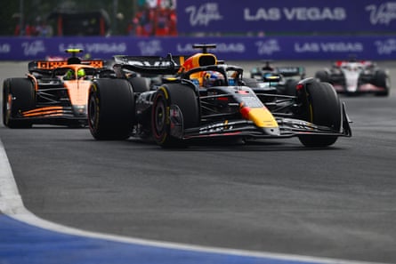 Max Verstappen leads Lando Norris