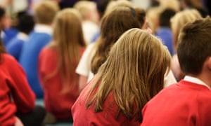 Primary-school pupils sitting in morning assembly