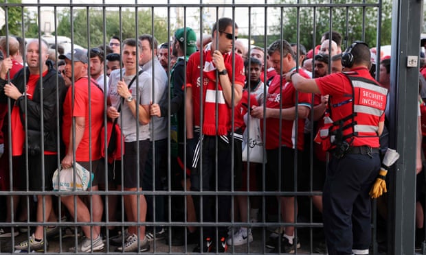 Liverpool fans find themselves unable to get inside the Stade de France at the Champions League final.