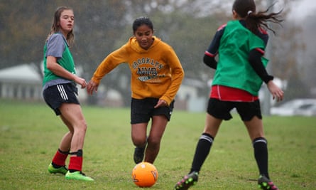 World Cup dreaming: girls playing football in Auckland. Australia and New Zealand have won the right to co-host the women’s World Cup in 2023