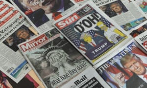 UK national newspapers front pages following Donald Trump’s US presidential victory.