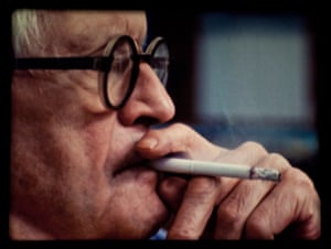 A close-up of David Hockney smoking