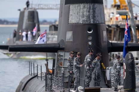 Royal Australian Navy crew members from an Australian Collins class submarine