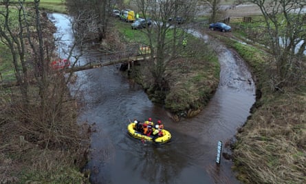Divers search the River Aln near Abberwick Ford, where Tom Voyce’s car was discovered.