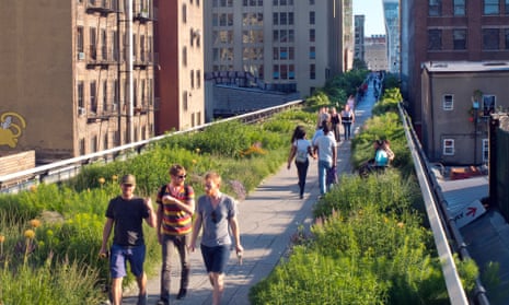The High Line park garden in Manhattan, New York, built on a disused elevated railway.