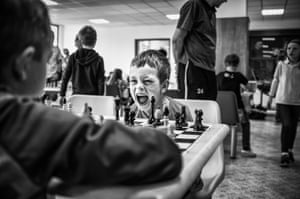 Sports – series, second prize
A young chess player in the Czech Republic expresses himself during a game