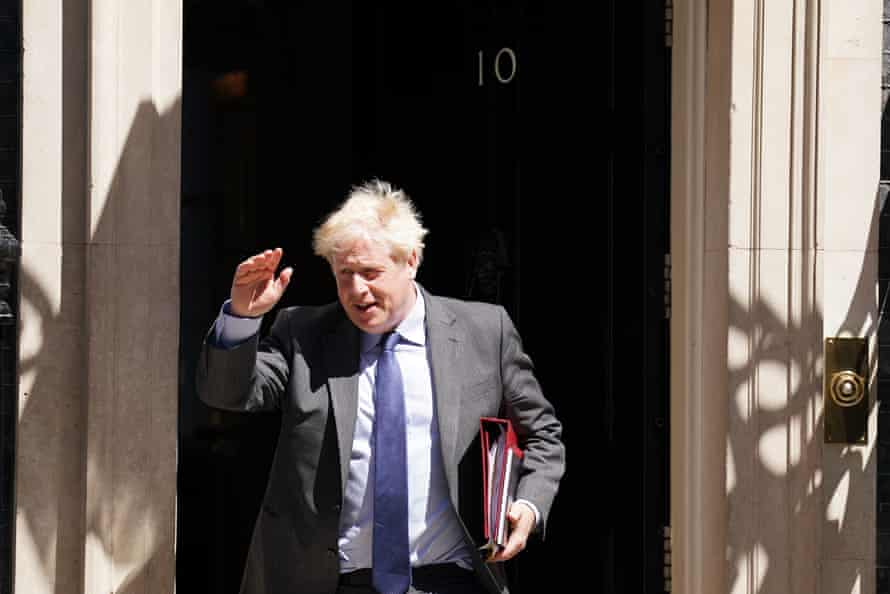 Boris Johnson leaving No 10 this morning ahead of PMQs.