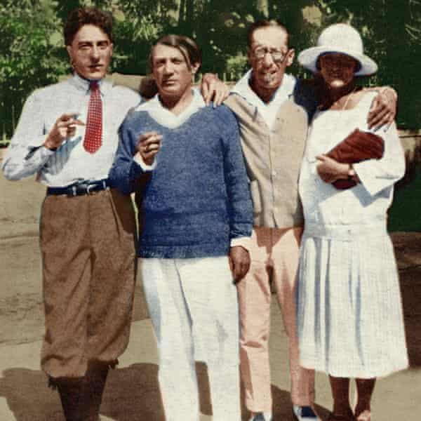 Famous in France ...from left, Jean Cocteau, Pablo Picasso, Igor Stravinsky and Olga Picasso in Antibes, 1926.