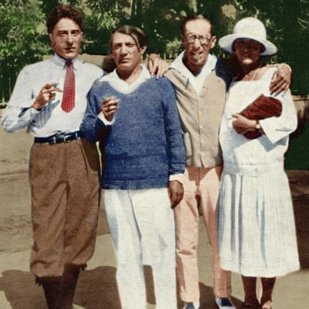 Famous in France … from left, Jean Cocteau, Pablo Picasso, Igor Stravinsky and Olga Picasso in Antibes, 1926.