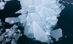 Ice in Arctic ocean in Svalbard