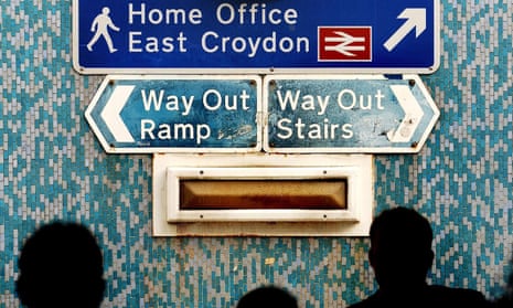 Sign to the Home Office's Lunar House in Croydon