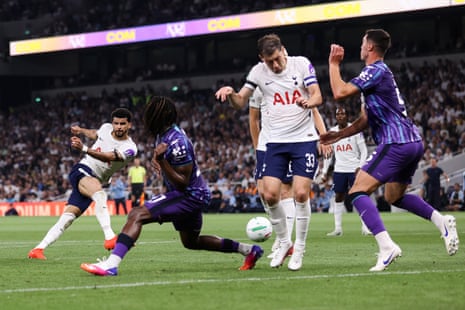 Tottenham Hotspur’s Dominic Solanke scores their second goal.