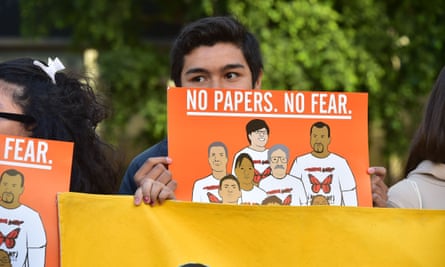Demonstrators attend a rally protesting Ice deportations.