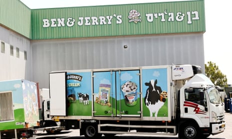 Ben & Jerry's ice-cream delivery truck at factory in Be'er Tuvia, Israel.