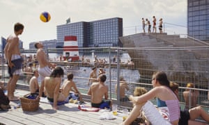 Tourists at outdoor pool in Copenhagen