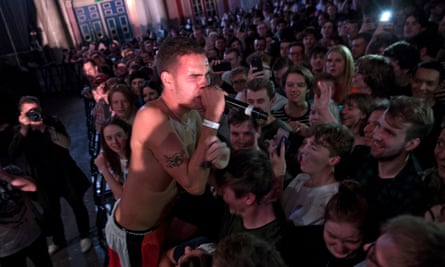 Slowthai on stage in 2018.
