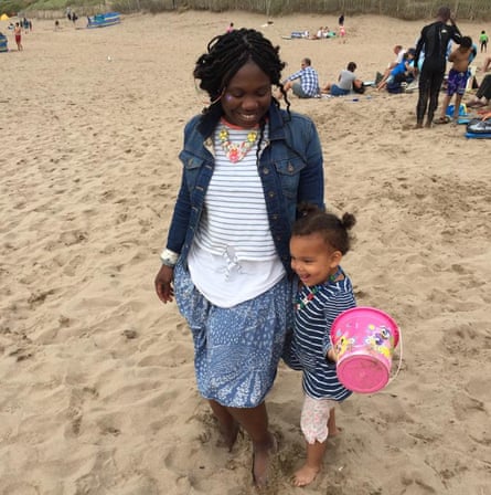 Sally Penni and daughter on the beach on Anglesey