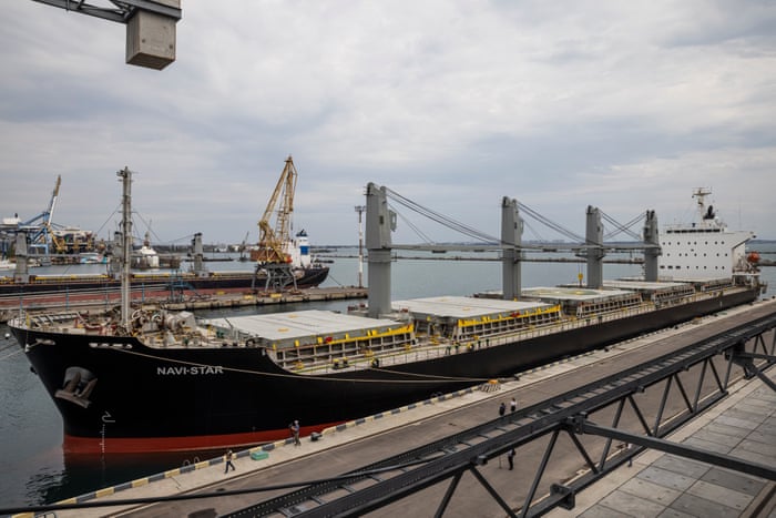 The Navi-Star sits full of grain in a port in Odesa on Friday, 29 July 2022
