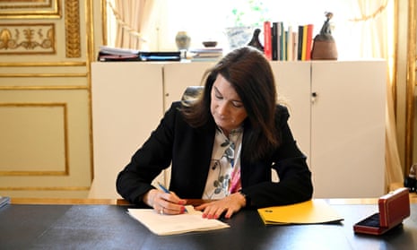 Sweden’s Minister of Foreígn Affairs Ann Linde signs Sweden’s application for Nato membership in Stockholm, Sweden.