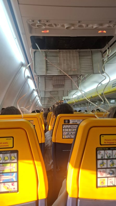 The interior of the Ryanair aircraft