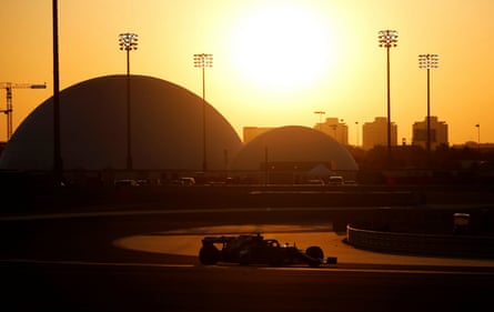 Lewis Hamilton during testing in Bahrain