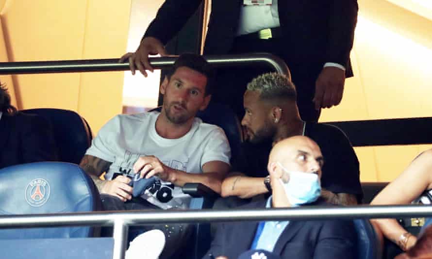 Lionel Messi and Neymar in the stands.