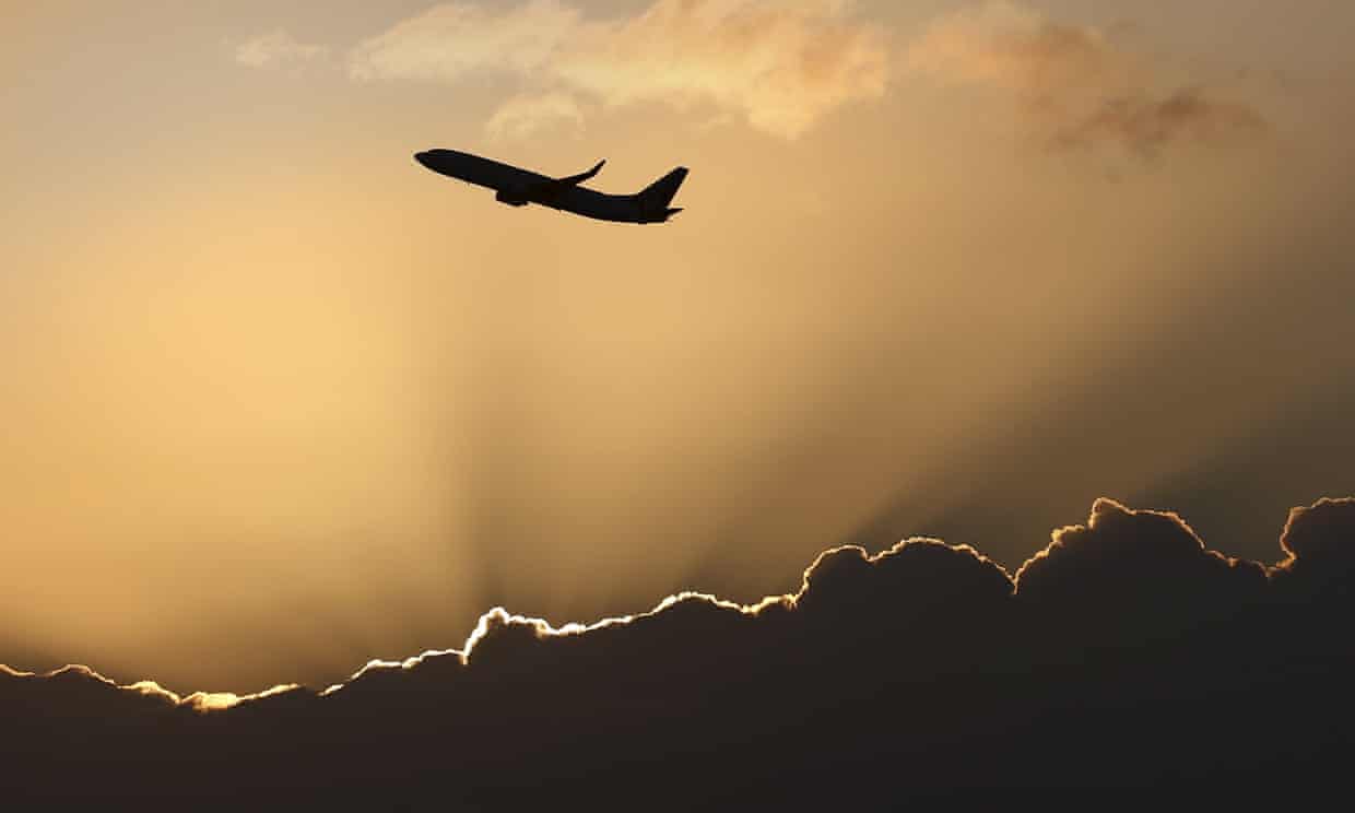 Air travel accounted for about 915m tonnes of carbon dioxide emissions in 2019. Photograph: Jason Reed/Reuters