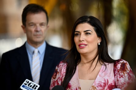 Eleni Petinos at a press conference in 2023.