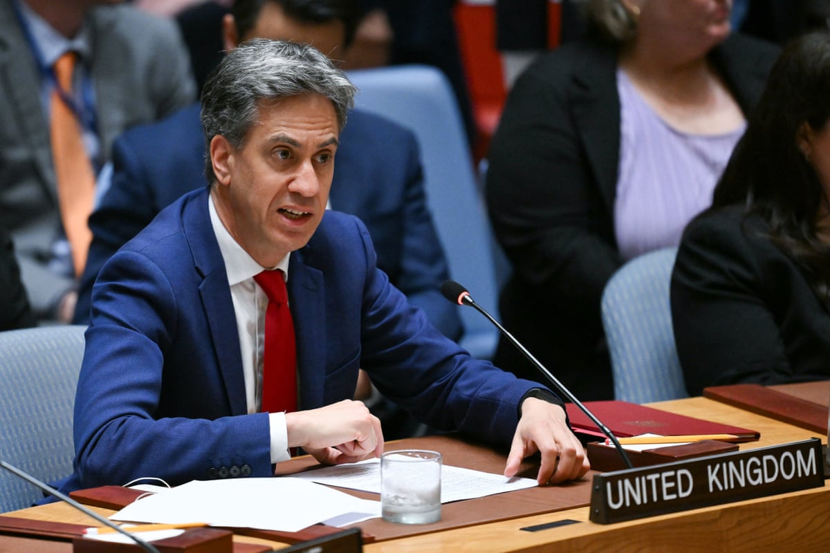 Foreign secretary Ed Miliband seated at the UN general assembly.