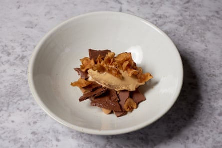 ‘Made my heart sing’: the ‘Chocolate, Jerusalem artichoke, caramelised milk’ dessert at Beckford Canteen, Bath.