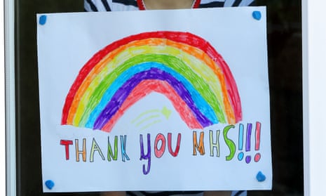 A rainbow drawing supporting the NHS carers in London.