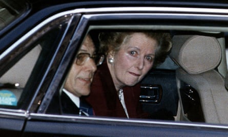 Margaret Thatcher weeps as she leaves Downing Street for the last time as prime minister.