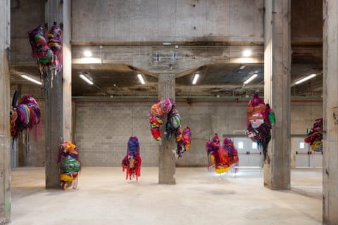 Tight, twisting, ultra-colourful knots … Kalu’s sculptures.