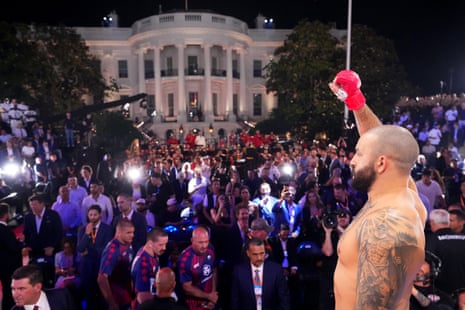 Josh Hokit acknowledges the crowd after his bizarre post-fight interview.