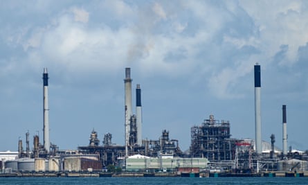 A Shell petroleum refinery off Bukom island in Singapore.