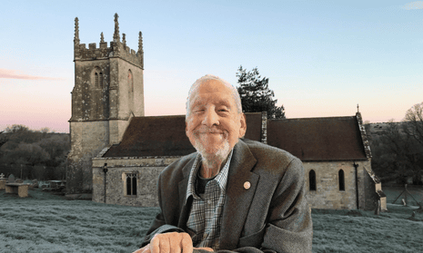 Ray Nash in front of St Giles Church, Imber