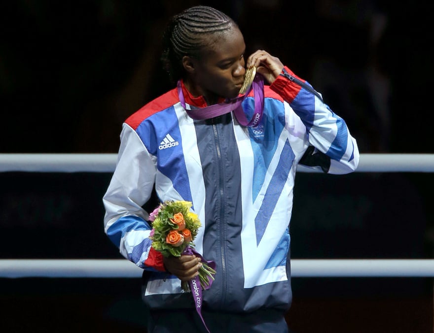 Adams celebrates her victory in the flyweight division at the London Olympics in 2012